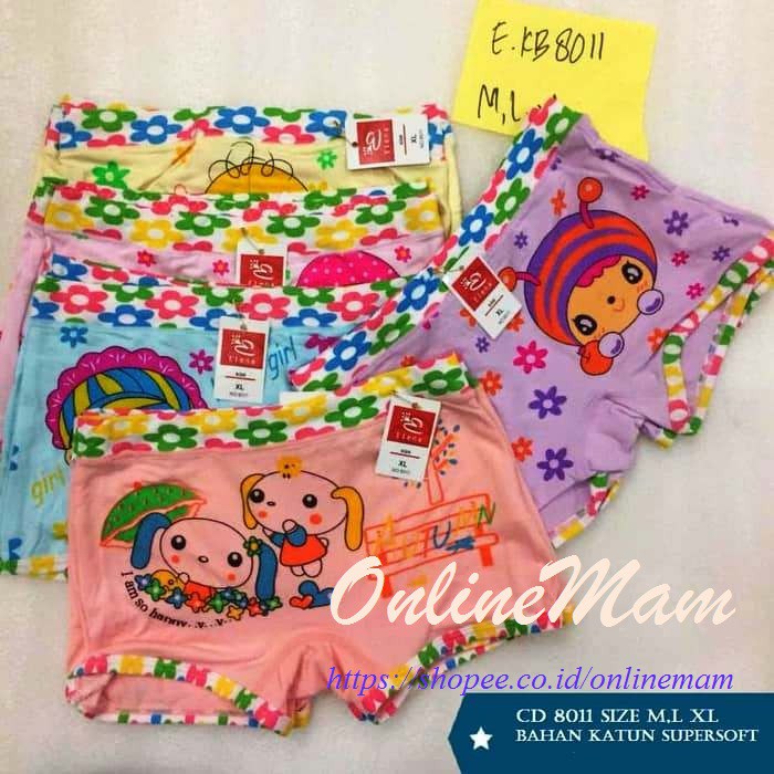 Celana Dalam Anak Perempuan / CD Katun Boxer Kid Panties Cewek Merek Elena 51041, 51042, 51043,51027, 8001