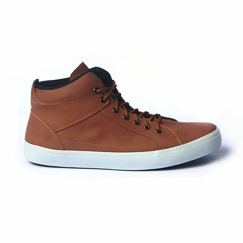 tan high top trainers