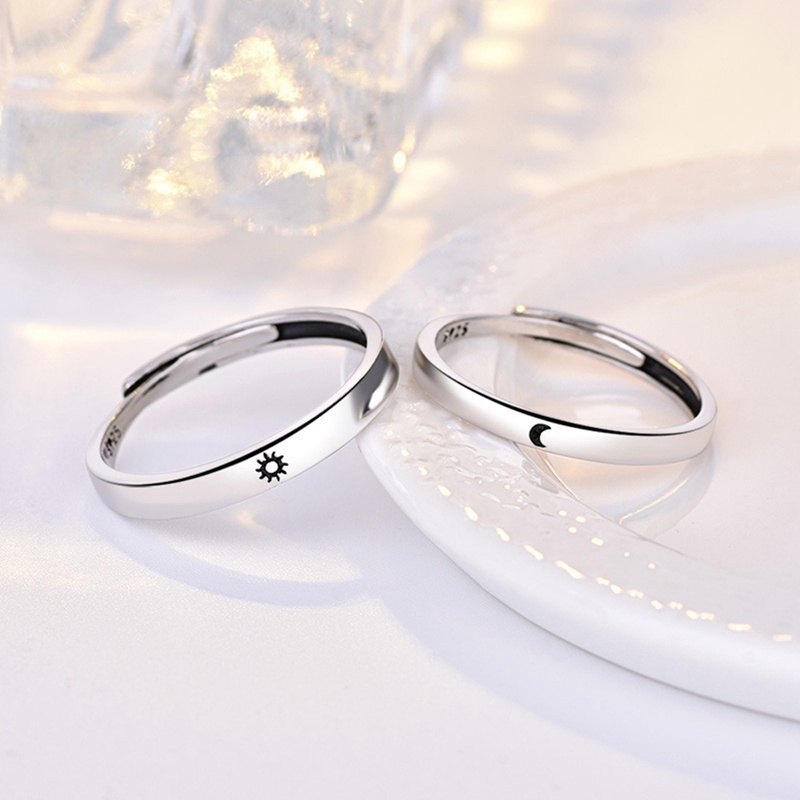 Fancyqube Fancycube 2pcs / Set Cincin Pasangan Bentuk Bulan Dan Bintang