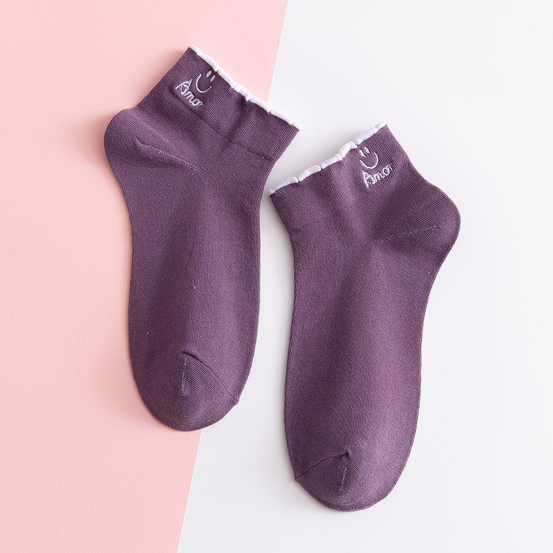Kaos Kaki Ankle Kaos kaki Cute Kaos Kaki Motif Kaos Kaki Semata Kaki-AMOR UNGU
