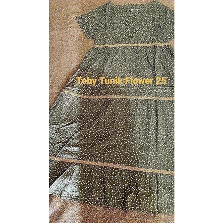 Daster arab Teby Tunik Flower-Hijau denim-kode 25