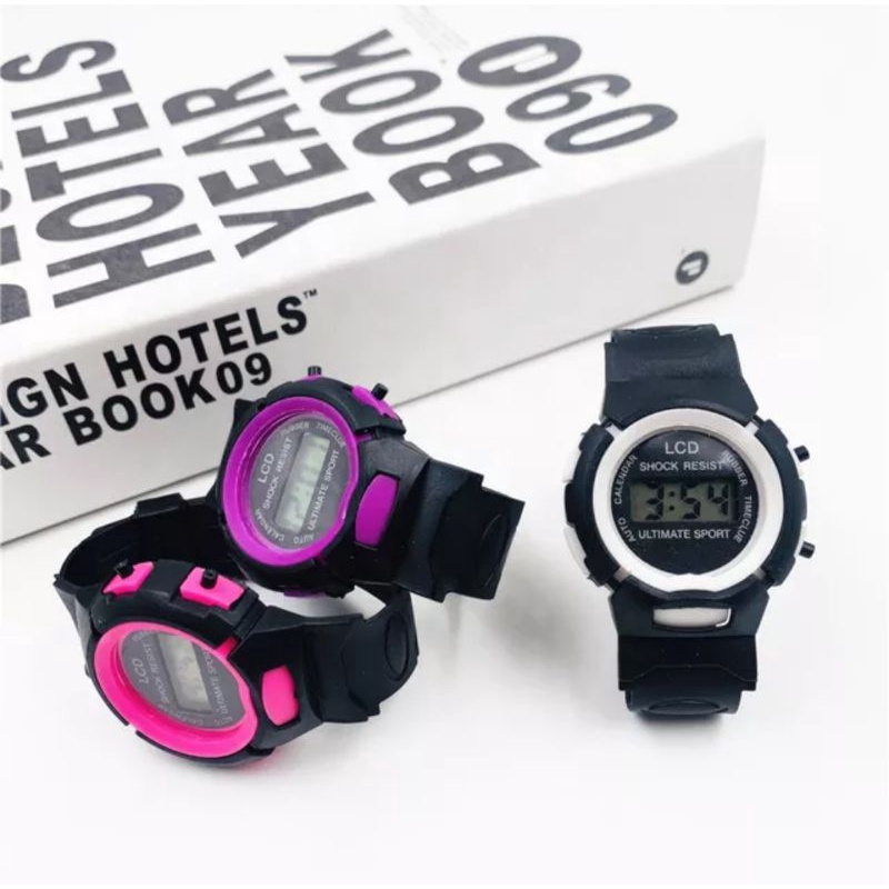 Jam Tangan Anak Perempuan Laki Laki Unisex Digital Strap Rubber Karet Fashion Free Bubble Dus