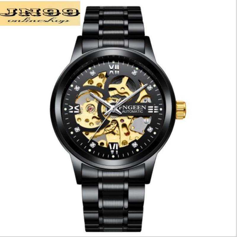 【Stok Siap】✅COD Jam Tangan Pria Mechanical Otomatis FNGEEN 6018 Luxury Anti Air（Free BOX+Kartu）