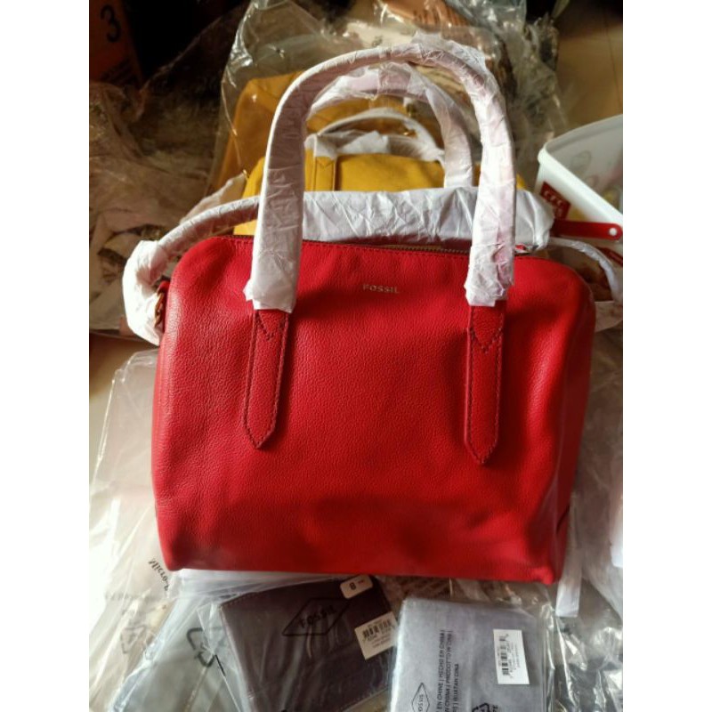fossil sidney satchel brick red only