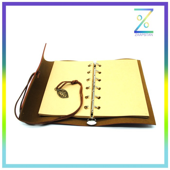 BESTOYARD Buku Catatan Binder Kulit Retro Leaf Kertas A5 - BSD666 - Co