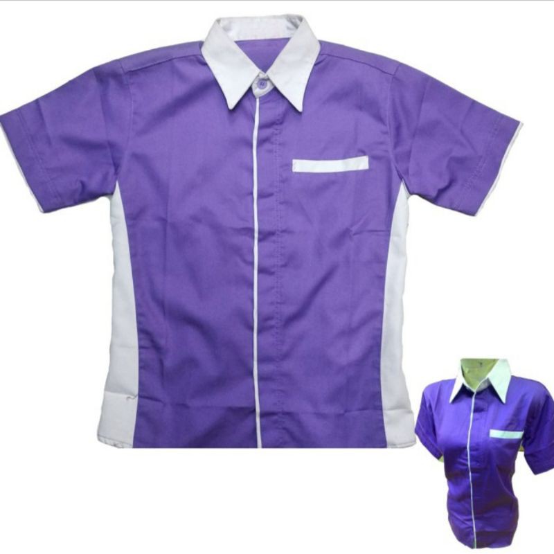 BAJU SERAGAM KERJA KARYAWAN WARNA UNGU / KEMEJA SERAGAM ATASAN KERJA TOKO OUTLET CAFE RESTO