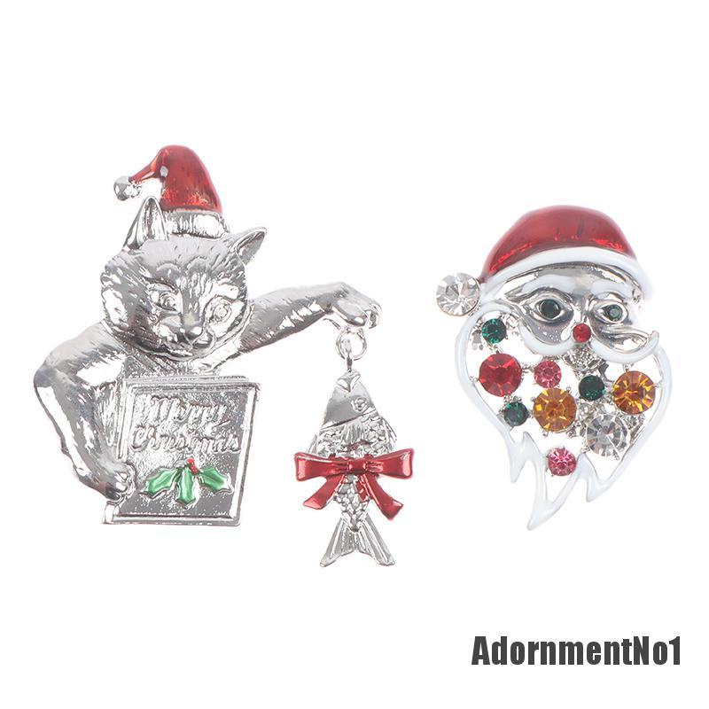 (Adornmentno1) 1pc Bros / Pin Enamel Bentuk Pohon Natal / Kucing Untuk Aksesoris Wanita