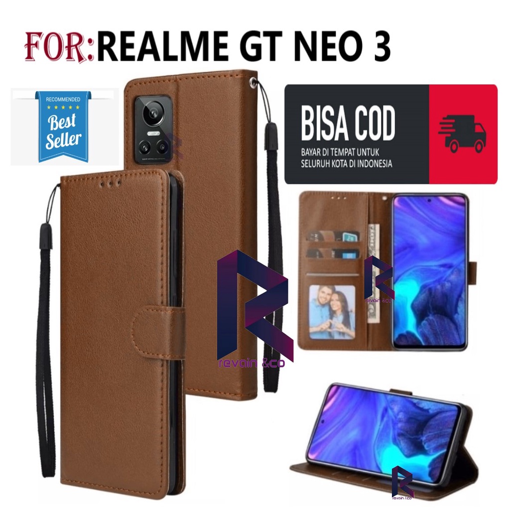 FLIP COVER REALME GT NEO 3 CASING DOMPET FLIP WALLET LEATHER KULIT PREMIUM SARUNG BUKA TUTUP FLIP CASE REALME GT NEO 3