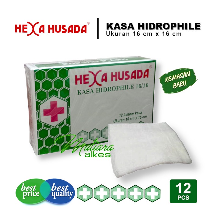 Kasa Steril Hidrofil 16x16 isi 12 Lembar HEXA HUSADA - Kasa Steril - Kain Kasa