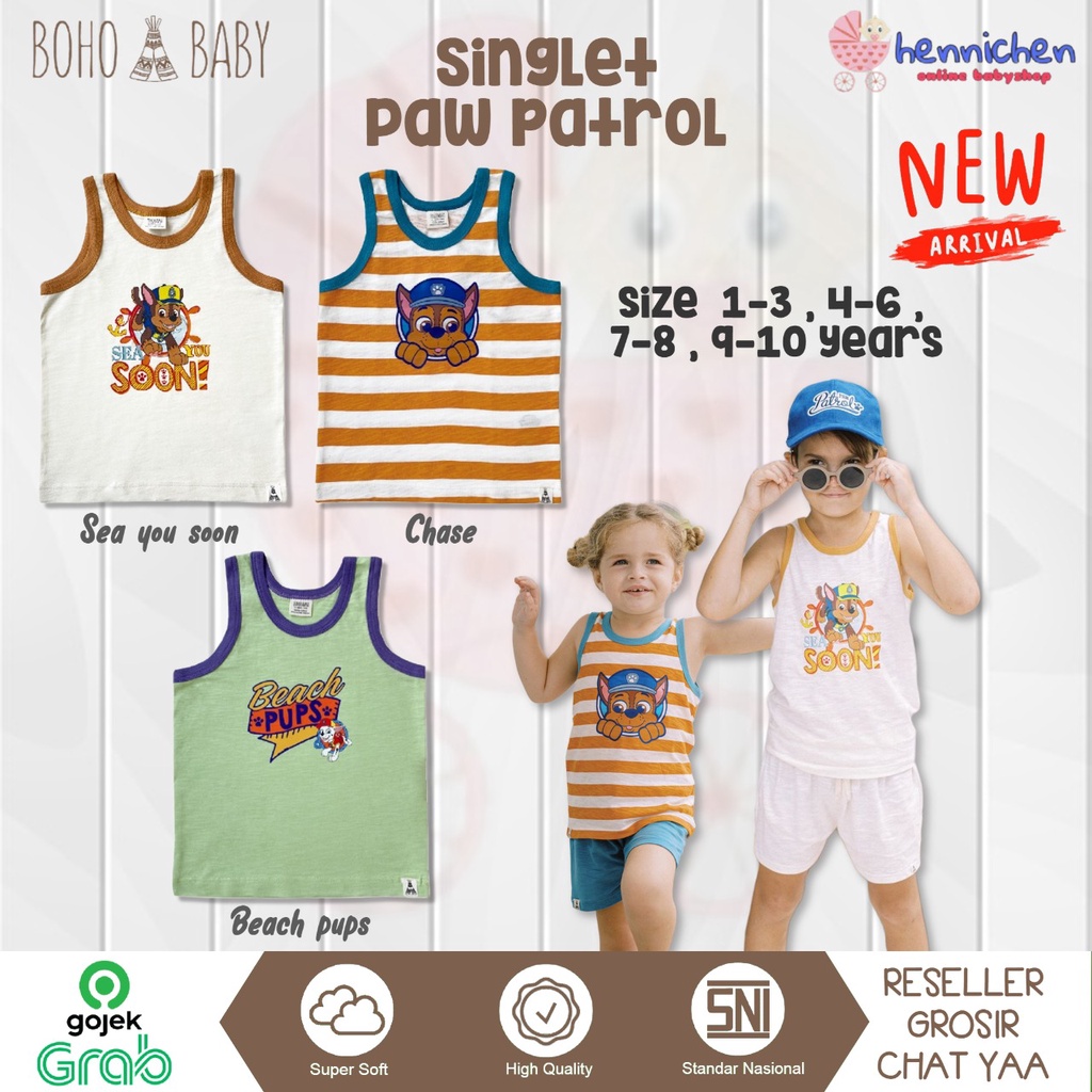 BOHOBABY BOHOPANNA SINGLET KUTUNG BOHO STRIPE PAW PATROL ATAS ANAK KUTUNG ANAK SINGLET ANAK 1-10 tahun