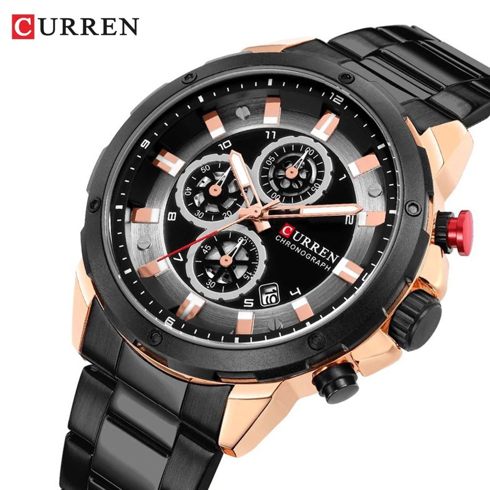 CURREN 8323 Jam Tangan Pria Analog Stainless Steel Chronograph Aktif WATCHKITE WKOS