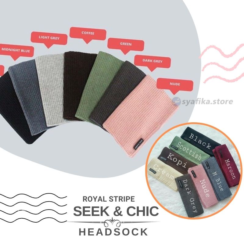 Inner Hijab Seek N Chic Royal Stripe - Ciput Salur Bandana Premium