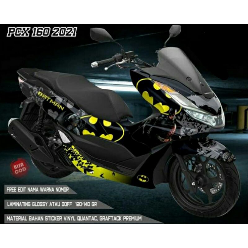 Decal Sticker PCX 160 Full Body Variasi Gradasi Hitam Kuning Batman