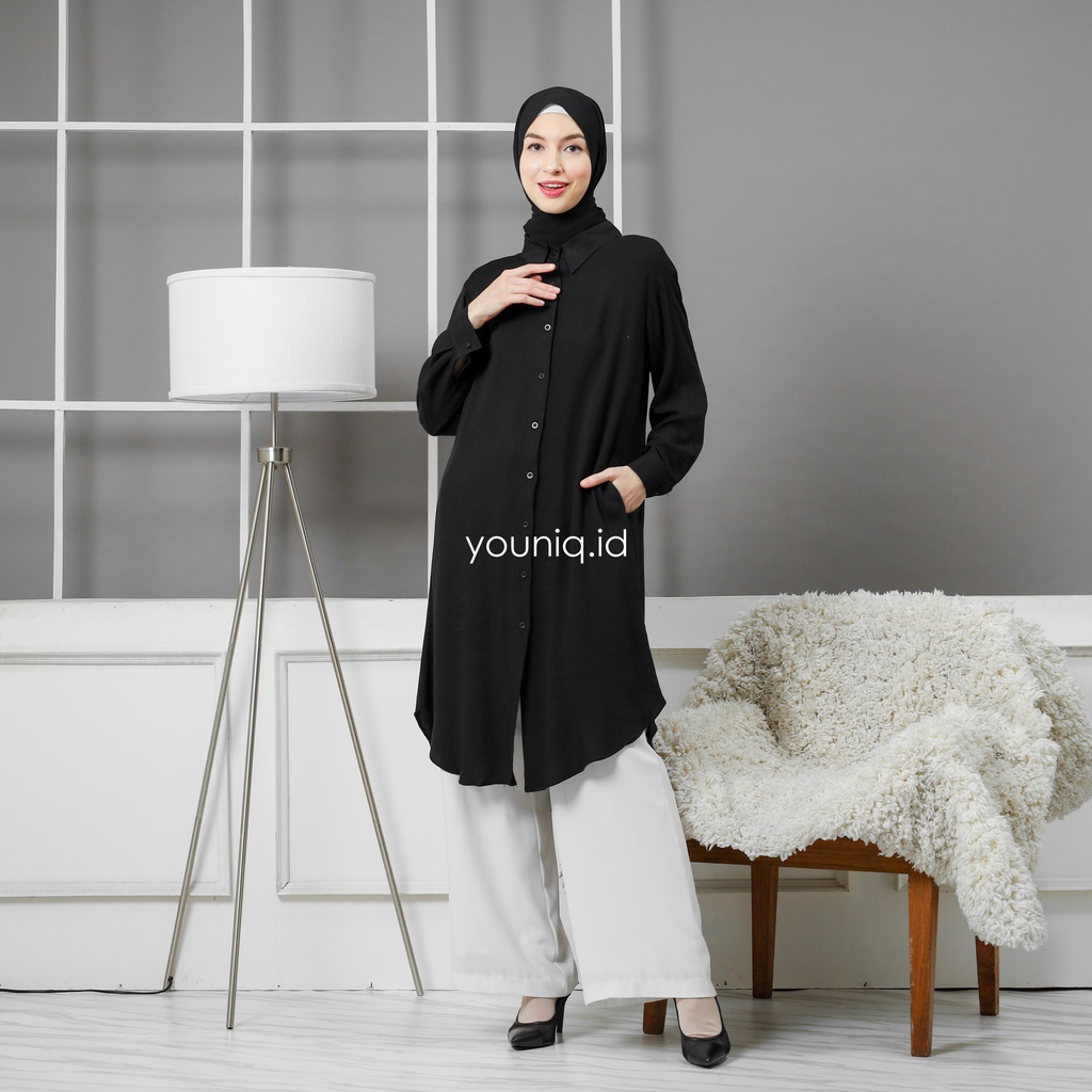 Keenan Casual Oversize Tunic Shirt on Black