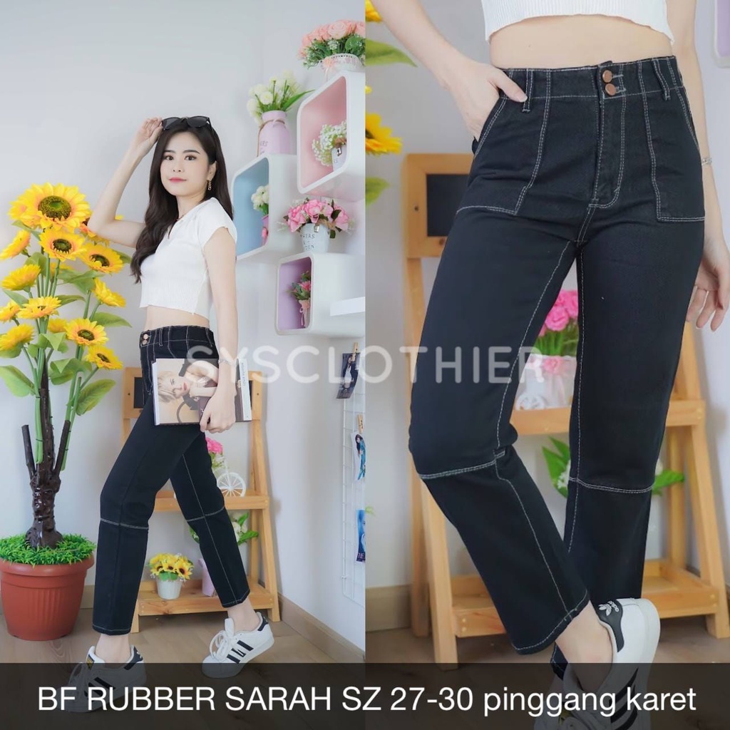 CELANA JEANS WANITA BF RUBBER SARAH