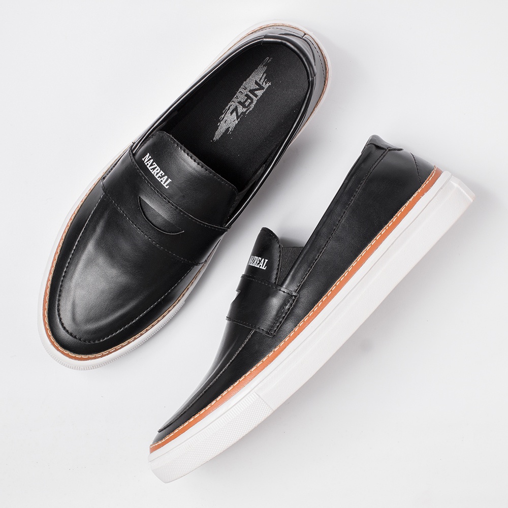 MYRON BLACK |ManNeedMe x NAZ| Sepatu Sneakers Pria Casual Slip On Shoes ORIGINAL