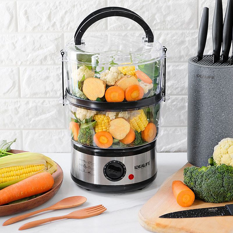 Idealife Steaming Food Steamer Pengukus Makanan Masakan Kukusan Listrik 2 Layer Dua Susun IL-114