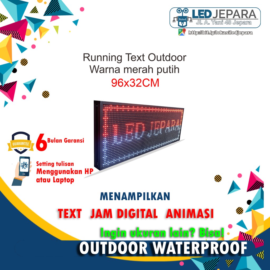 RUNNING TEXT RUNNING TEKS OUTDOOR UKURAN 100X40 CM LED JEPARA