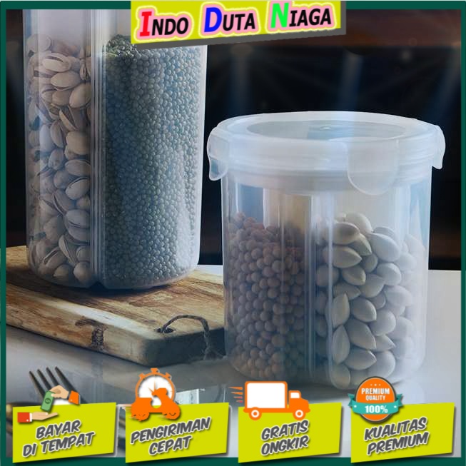 FUNIQUE Toples Penyimpanan Kacang Oats Jar 3 Slot Small Size - FSC2