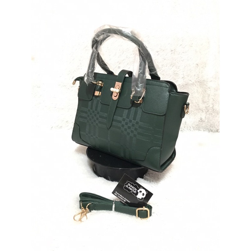 TAS IMPORT HAND BAG + SLING BAG WANITA KOREA TAS PESTA MEWAH ELEGANT GREEN 28CM x 21CM
