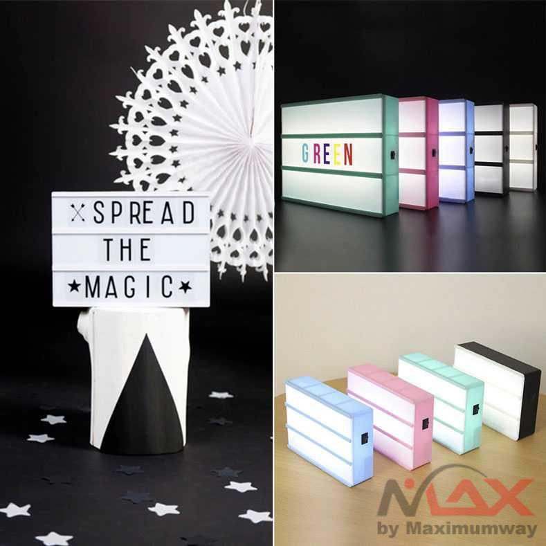 Neon box lampu box Tonewan Lampu LED Cinema Light Decoration Box A6 - N1618 Warna Hitam papan iklan New A4 A6 Size LED Combination Light Box Night Lamp DIY BLACK Letters Cards USB PORT Powered Cinema Light box