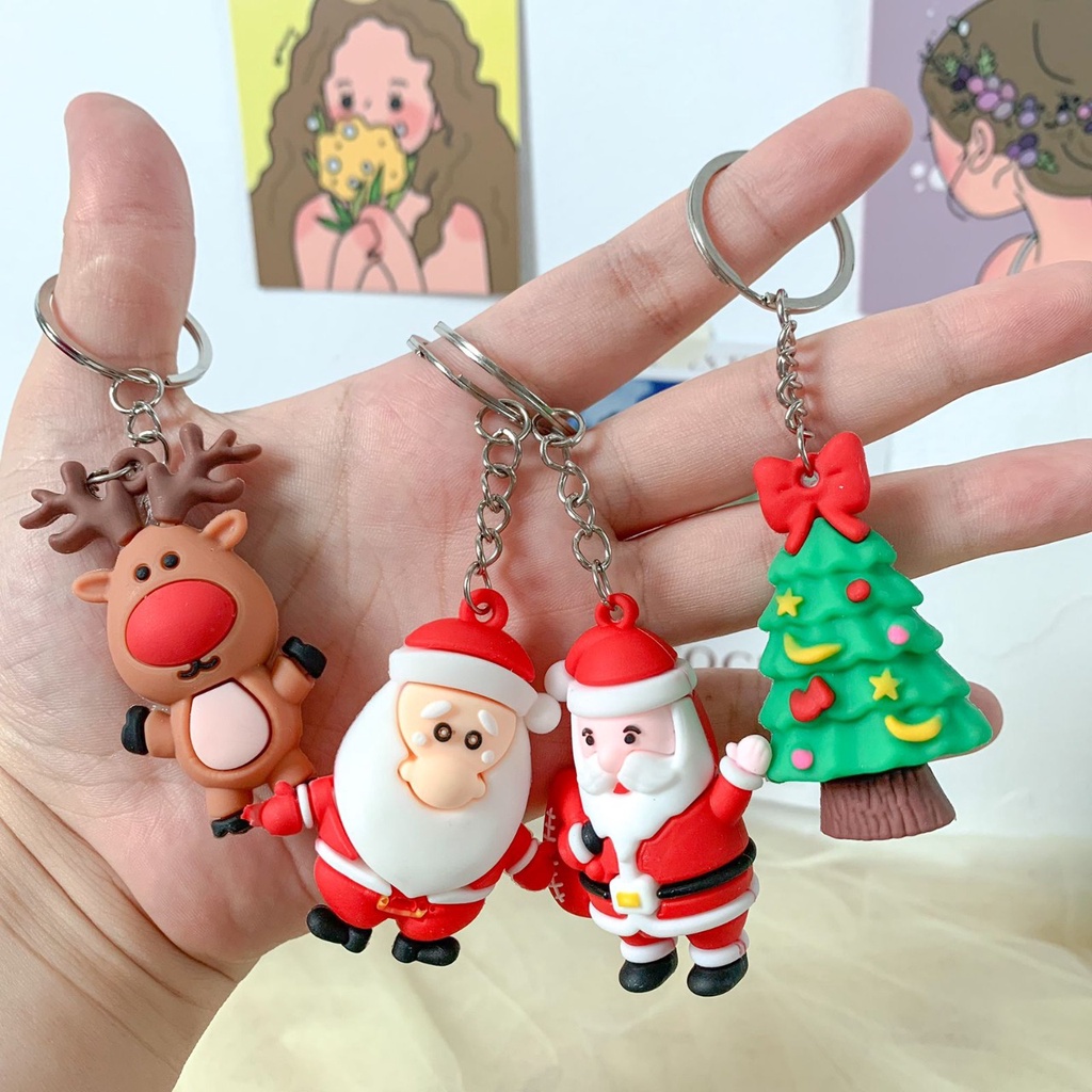 HWLB Gantungan Kunci Squishy keychain lucu festive karakter isi 1 , 4 , 12 untuk souvenir