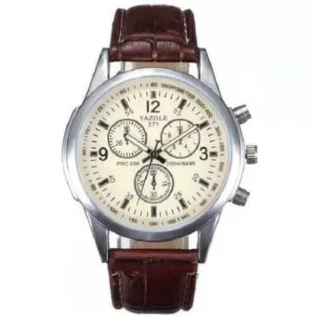 Casual Men Leather Strap Watch Water Resistant