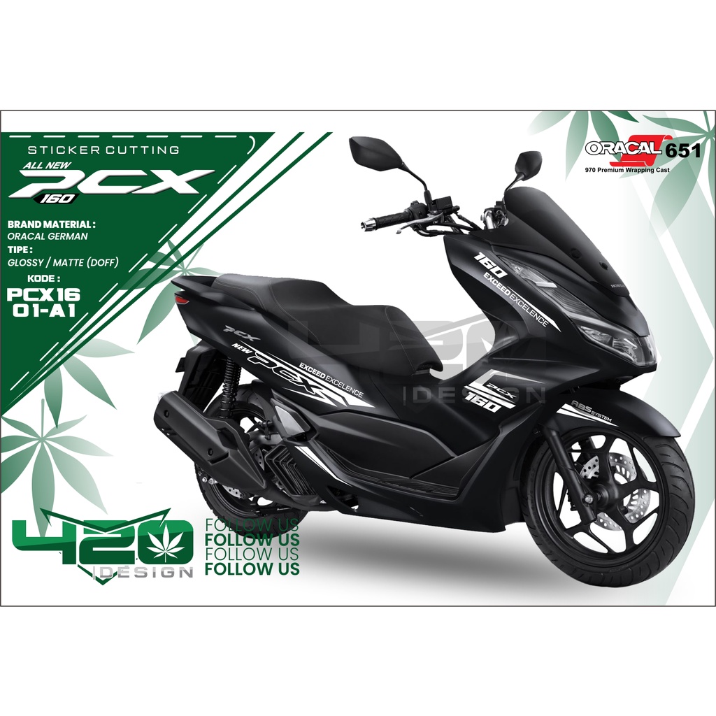 Sticker PCX Striping PCX Sticker Cutting PCX PUTIH (Motor HITAM)