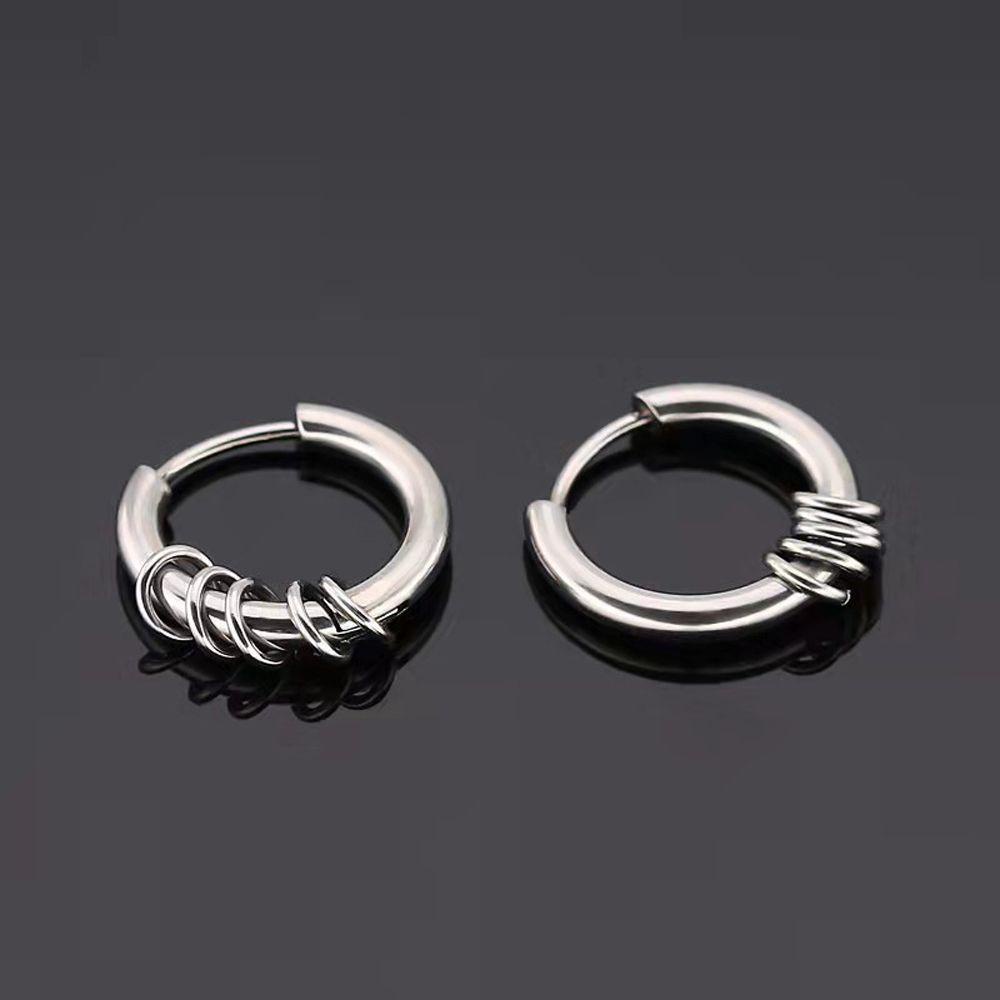 Mxbeauty Anting Hoop Wanita Punk Vintage Hiphop Stainless Steel Bulat Untuk Pria Stud Earrings
