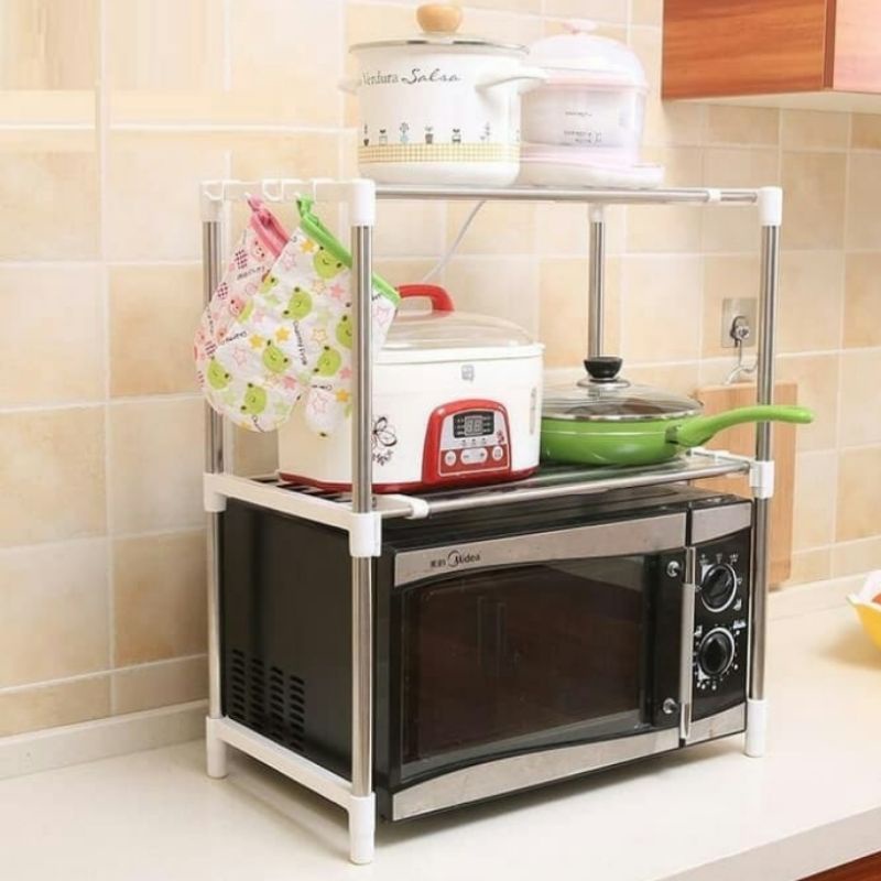 Rak Microwave 2 Susun Microwave Storage Rack Rak Dapur Multifungsi