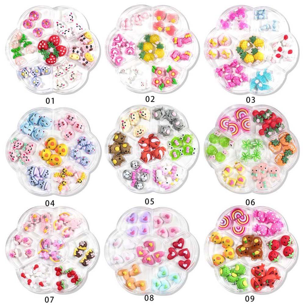 AUGUSTINA Agustina Perhiasan Resin DIY 28Pcs/Lot Pesona Kuku Kreatif Tips Kuku Manikur Aksesoris Warna Campur Dekorasi Nail Art