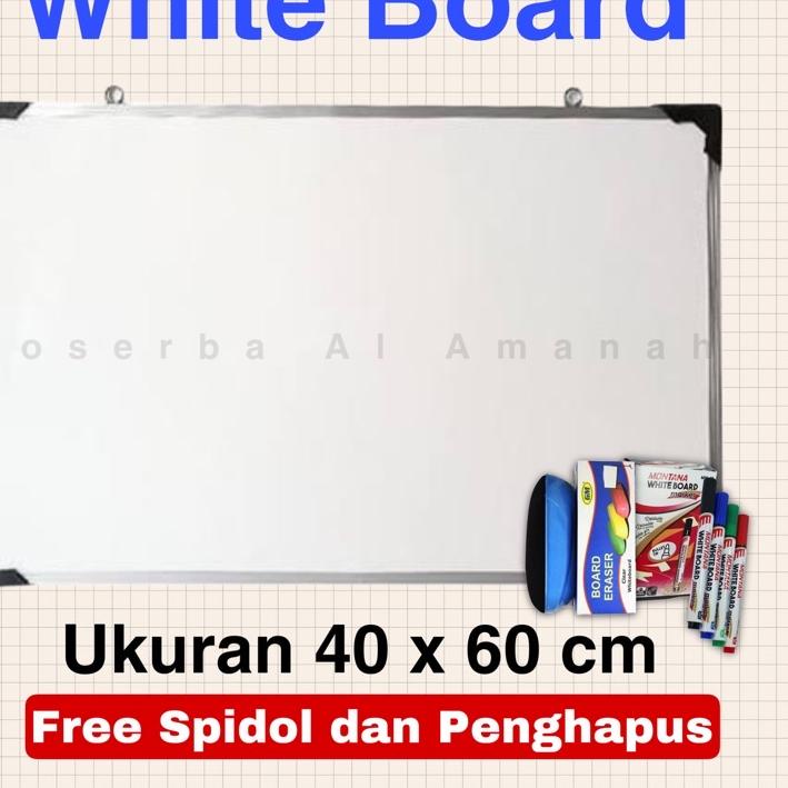 

Terbaik! Papan Tulis 60 x 40 / papan tulis White Board Spidol Kapur
