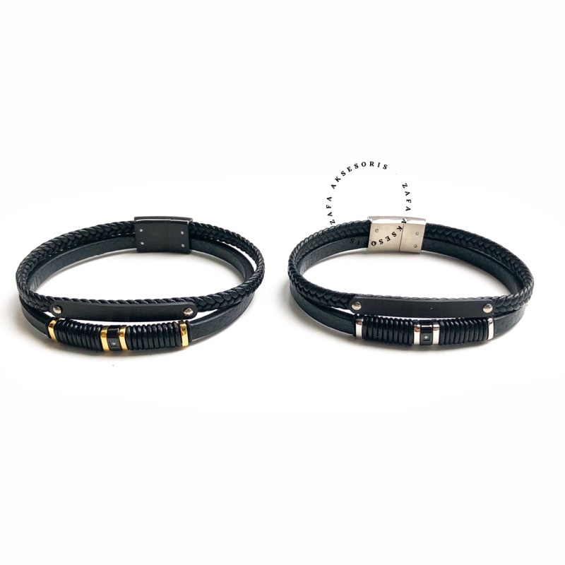 Zafa Gelang kulit pria bangle / aksesoris pria fashion / OWEND