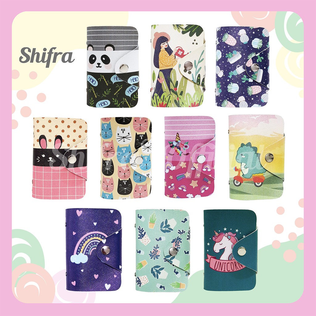 Shifra Card Holder Mika 20 Lembar untuk 40 Slot Kartu Dompet Kartu Wanita Motif Unik