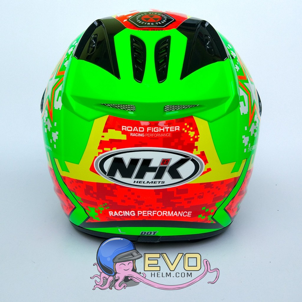 NHK R6 SE PIXEL GRAPHIC Half Face - Single Visor GREEN FLUO - ORANGE