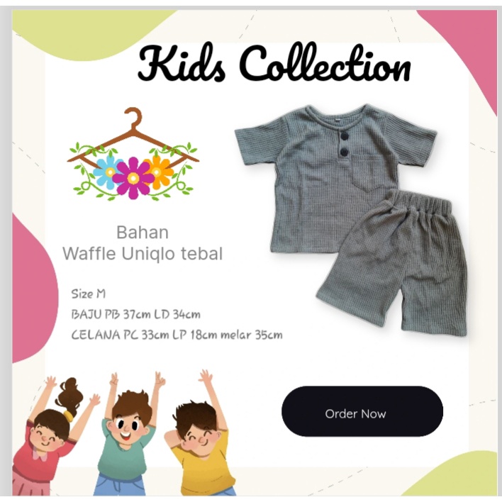 Setelan Pendek Anak Laki Laki Kiano Waffle Uniqlo