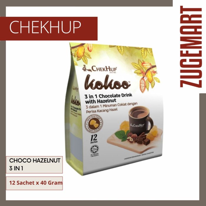 

ChekHup Kokoo 3in1 Hot Choco with Hazelnut 40 gr/15 sch Minuman Coklat