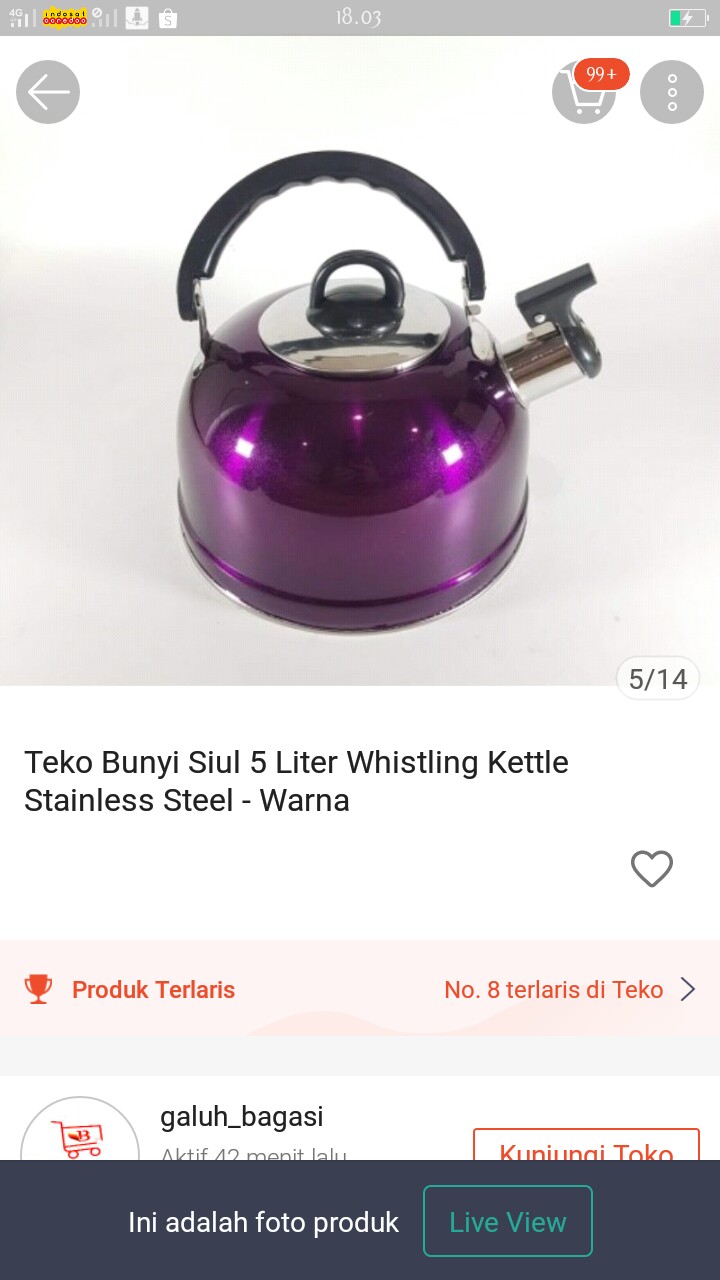 Teko Bunyi Siul 5 Liter Whistling Kettle Stainless Steel - Warna