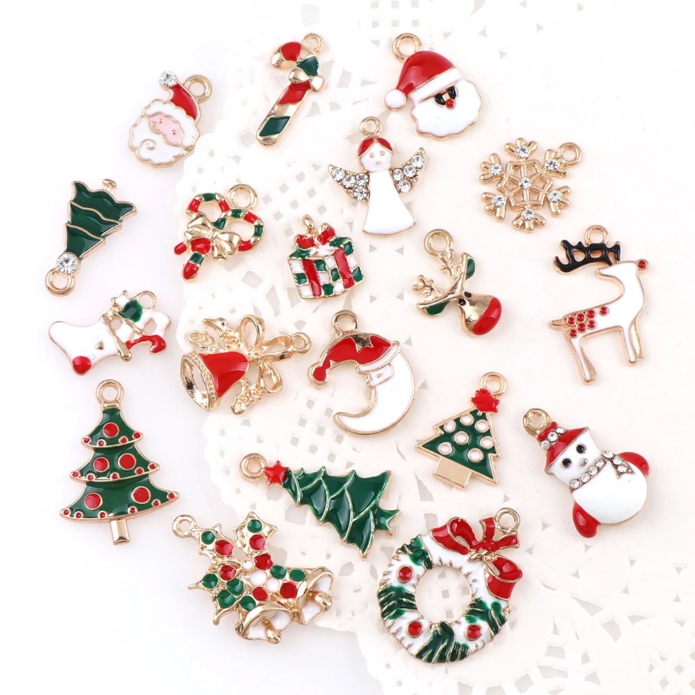 5Pcs Christmas Pendant Ornaments / Mixed Alloy Beads Charms for Jewelry Making