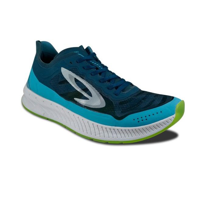 910 nineten geist ekiden elite sepatu running - biru/hijau-neon/putih