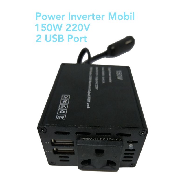 Power Inverter Mobil dengan 2 USB Port 150W 220