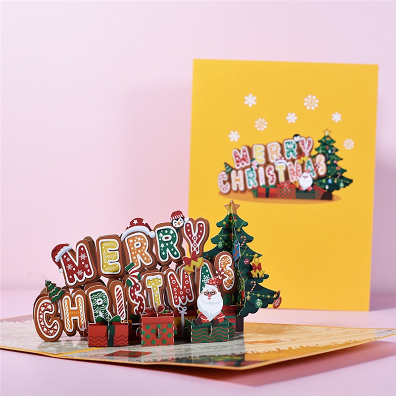 TK Happy New Year Greeting Card Merry Christmas Cartoon Cards Kids Mini Postcard Gift Card