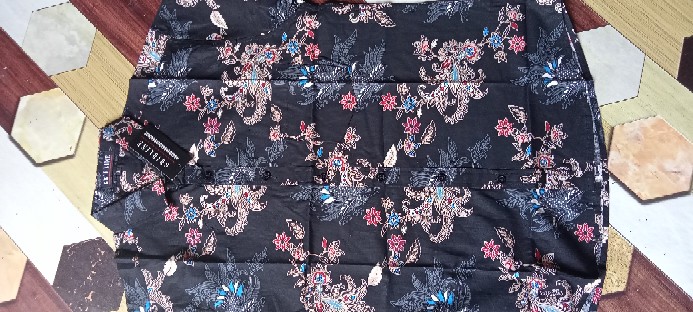 [gridline - Ls040 Black & Navy] Kemeja Batik Slimfit Pria Katun Lengan Panjang