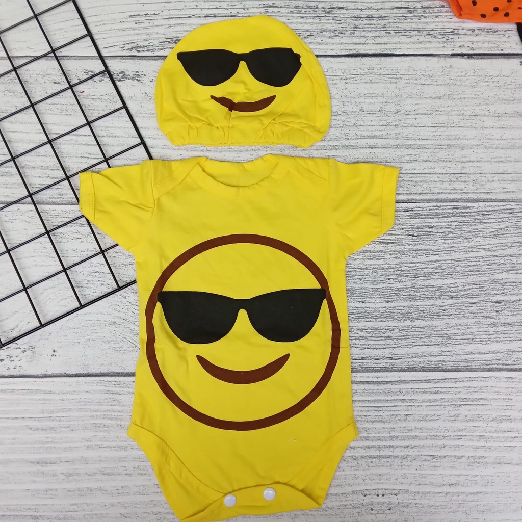 Baju Jumper Bayi Laki -laki Perempua Untuk Usia 0-12 Bulan Motif Lucu Emoji Smile