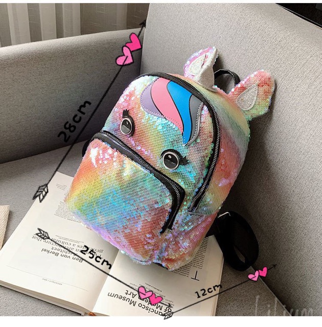 Tas Ransel Sequin Shiny Unicorn TRU029 tas backpack anak perempuan