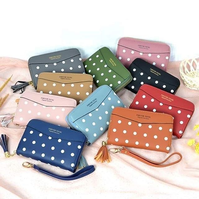 Dompet Kincir Sedang 1 Res Motif Polka Polka Wanita Import 2302-20