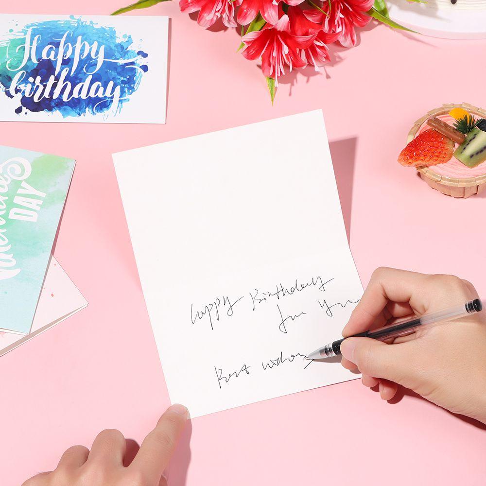 Solighter 6set Kartu Ucapan Thanks Card Gift Card Dengan Amplop Stiker Happy Birthday