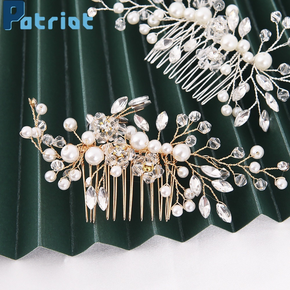 1Pc Fashion Elegant Crystal Pearl Hair Combs For Bridal Wedding