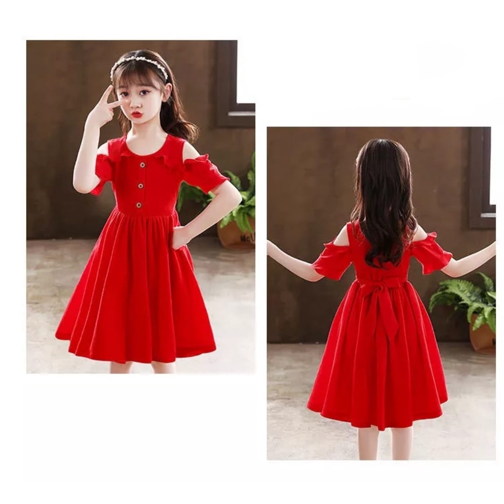 QFS - KIDS DRESS SOPHIA / DRESS ANAK PEREMPUAN / MERAH / PINK / TERBARU / TERPOPULER/UMUR 5-8 TH/TERLARIS/TERPOPULER