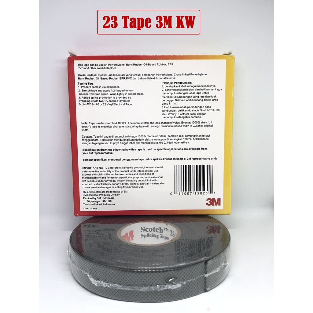 3M ISOLASI ELECTRICAL / SCOTH 23 TAPE / ISOLASI LISTRIK 3/4 in x 30 ft